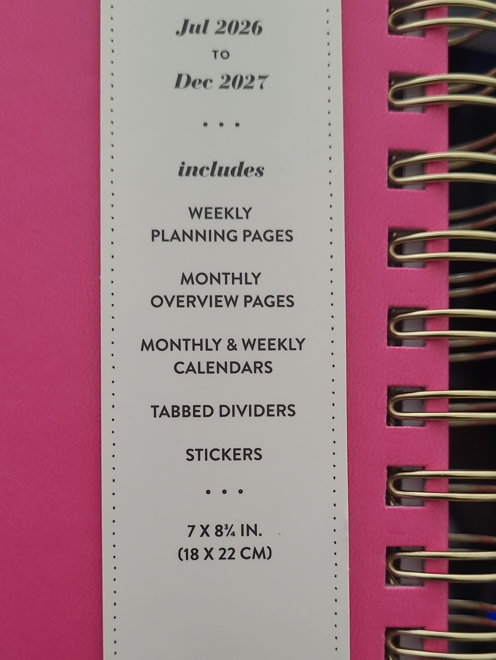 Pink Inspirational Spiral Planner - July 2026-December 2027 - Picture 7 of 9